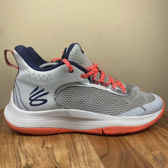 Under Armour Curry 3Z6 Gray Red Mens Gray Orange Size 11.5 Shoes 3025090-101 - Picture 1 of 10